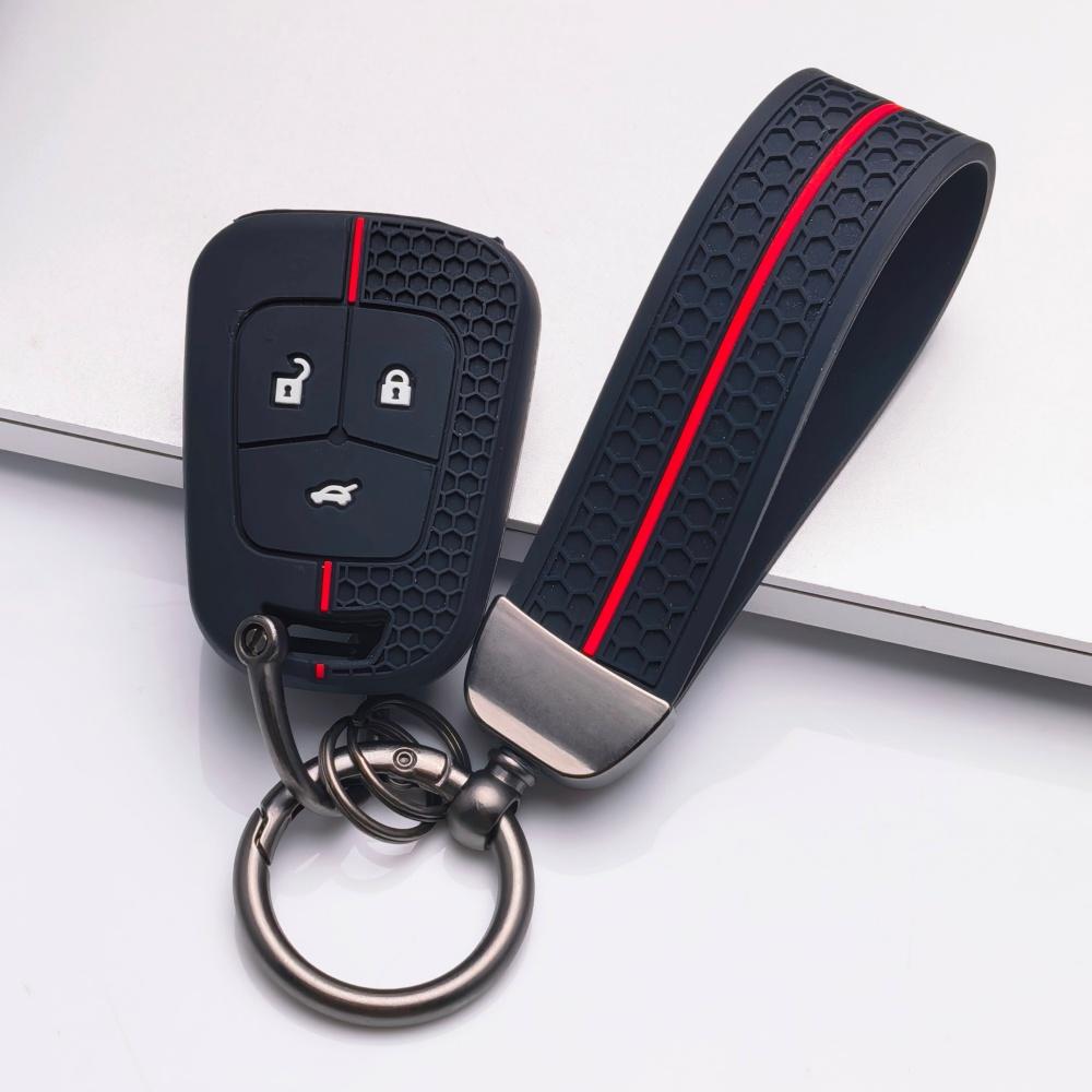 Silicone Key Fob Cover with Keychain for Chevrolet Cruze Aveo Orlando Captiva Spark for Opel Astra J Insignia Corsa D/E Antara Zafira Mokka, 3-button