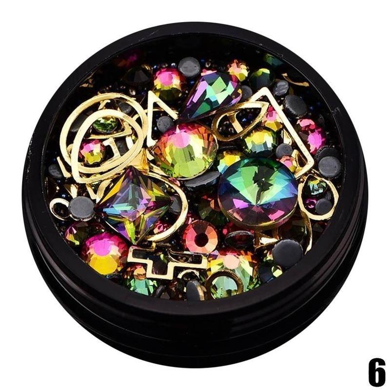 Rainbow Jelly DIY Nail Art Sticker Rhinestone Fashion 3D Charms Wheel Manicure Rivet Stud