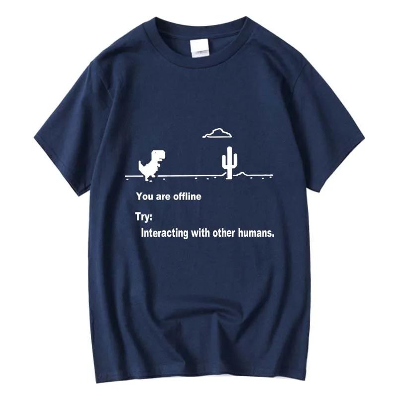 Herr Högkvalitativ 100% Bomull Rolig Dinosaurie Tryck T-shirt Lös O-hals Herr T-shirt Kortärmad T-shirt Herr Toppar