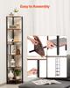 6 Tier Corner Shelf, Tall Corner Stand with LED Light, Wall Shelves Tower Storage Organizer with Metal Frame & Wooden Shelves, Narrow Display Book