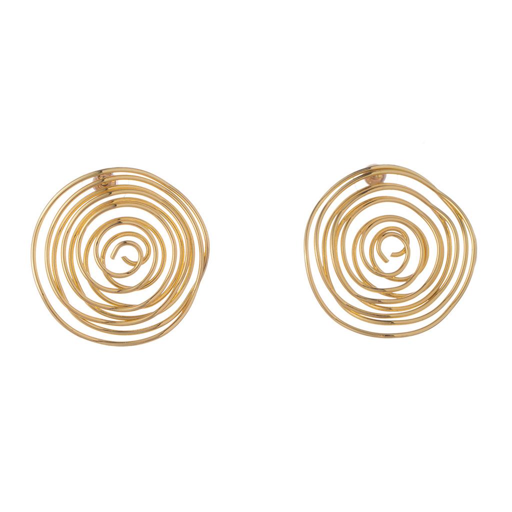 Artistic Openwork Round Earrings Dissymmetry Geometric Twist Iron Alloy Jewelry Comfortable For Office Party Occasions