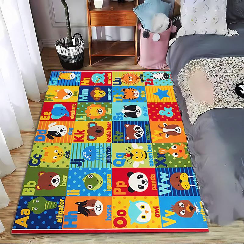 Alphabet Animals Educational Carpet suitable as a non-slip mat for the living room or bedroom sofa