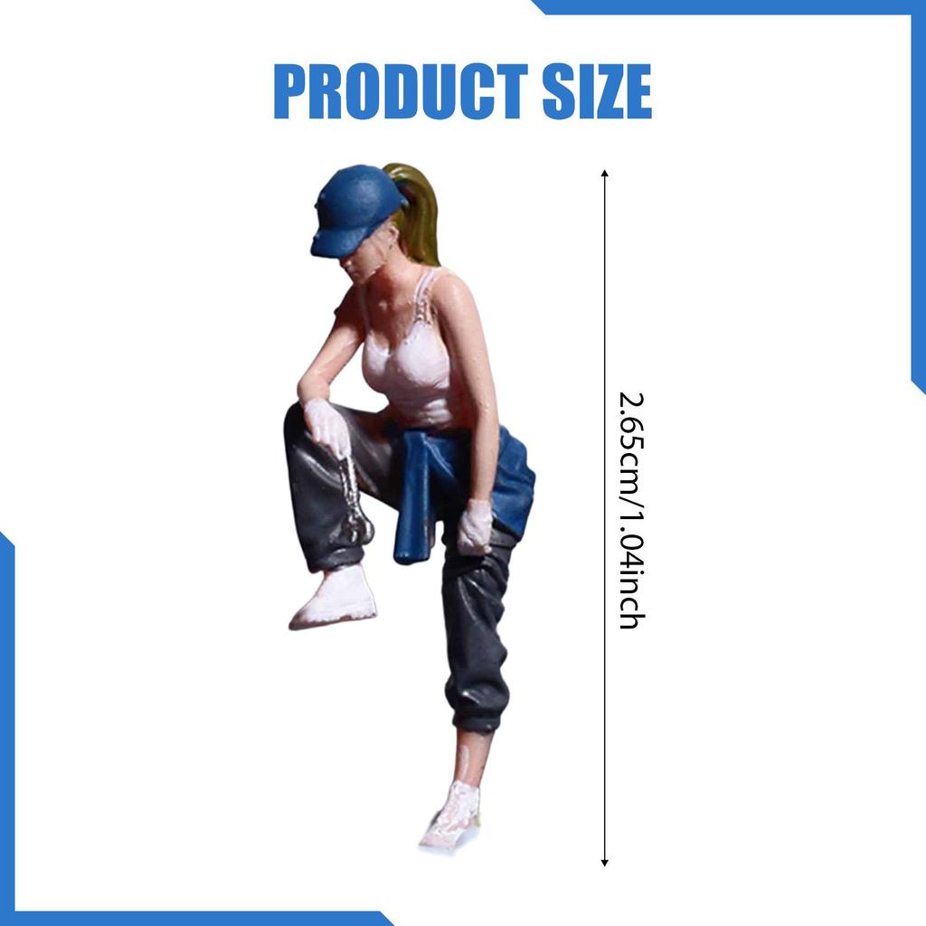 1/64 Miniature Female Figure,Collection,Diorama Female Figure,Simulation,Repair Car Girl for Photography Props Diorama Layout