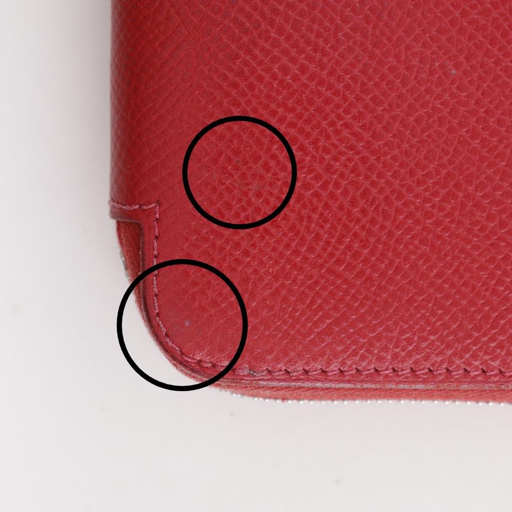 HERMES Azap Silk in Long Purse Red Epsom Women Used