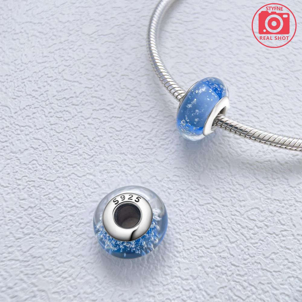 Authentic Charm Bead Charms Copper Pink Blue Glowing Glass Bead Charms Compatible With Bracelets Jewellery Fine Girls Gift Diy Accessories