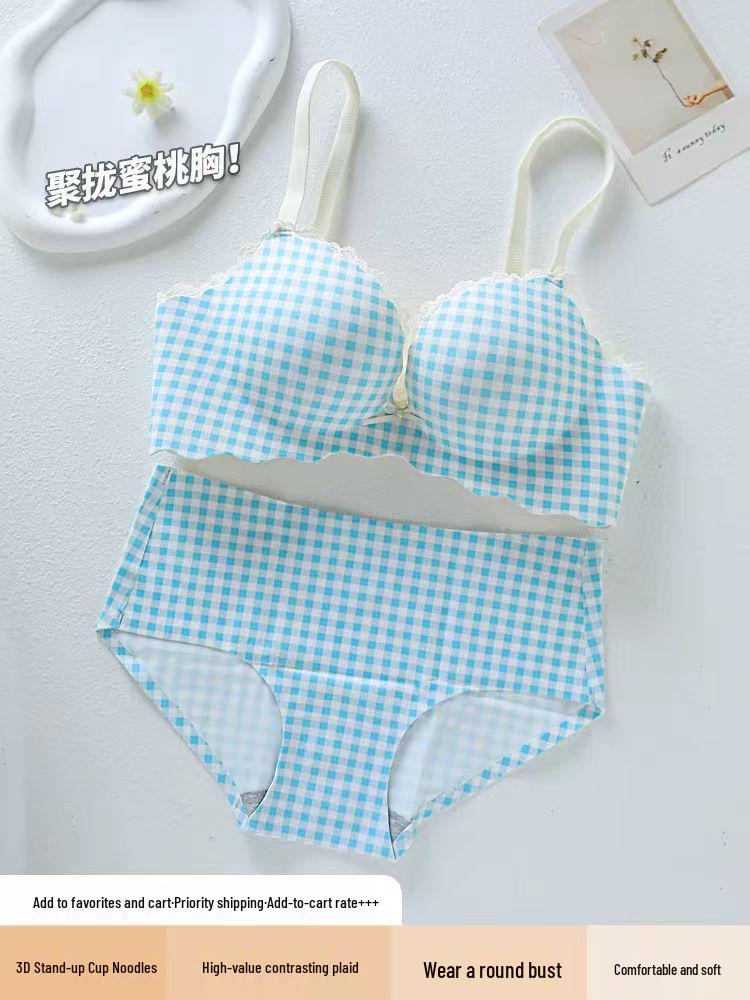 3D Push-Up karierte Unterwäsche: Vergrößert kleine Brüste, Dicke Cups für einen vollen, angehobenen und bequemen Look.