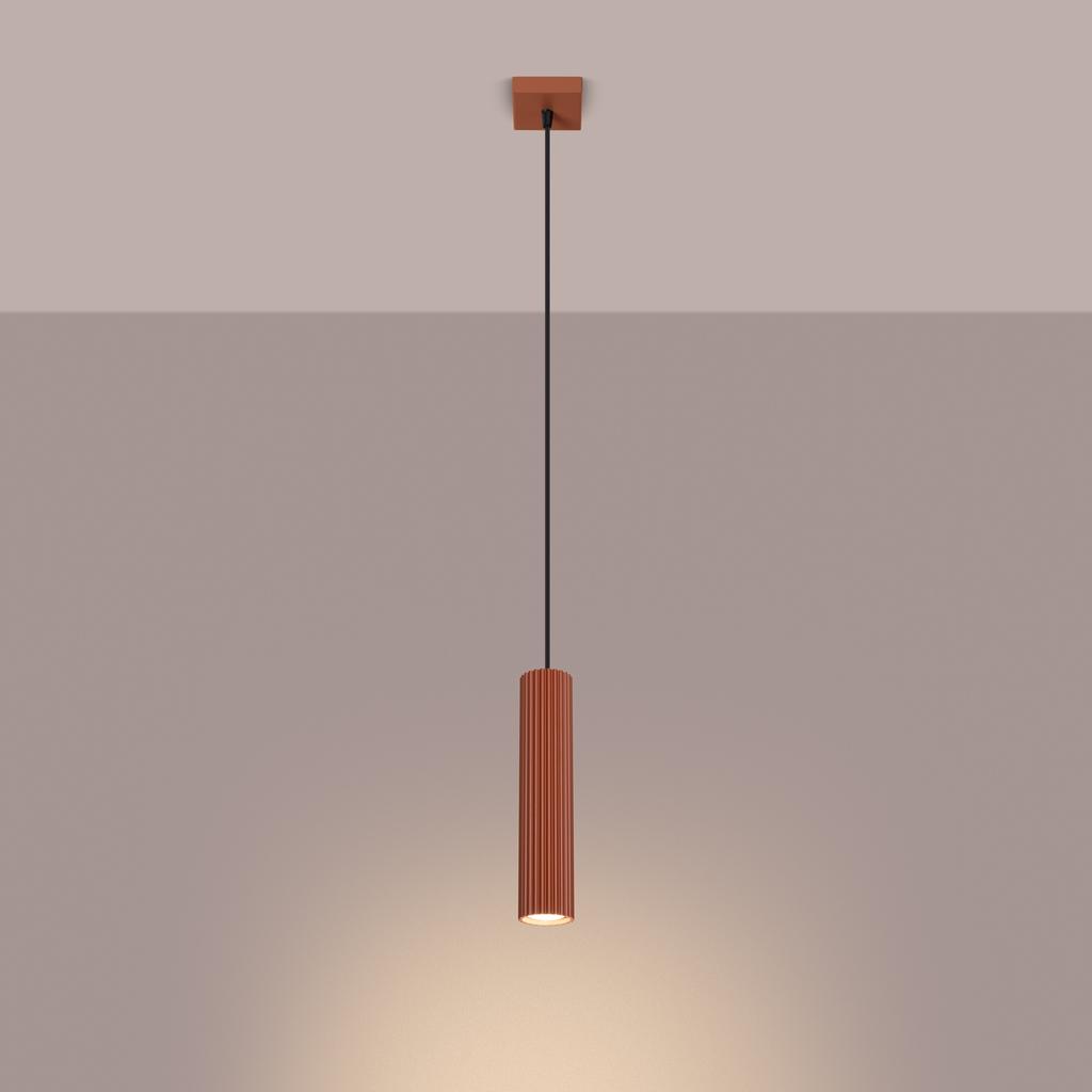 Lampa Wisząca Karbon 1 Gu10 Ochra Czerwona Alu Sollux Sl.1630