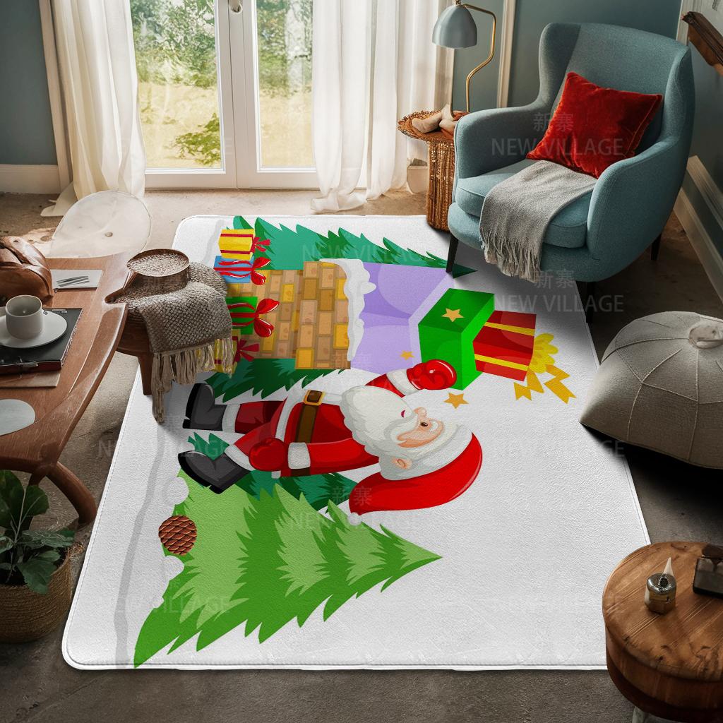House Entrance Carpet Home Door Mat Living Room Bath Foot Bathroom Non-slip Water Absorption Rugs Bath Merry Christmas Winter