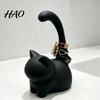 Decorative Cat Figurine Cute Ring Holder, Minimalist Stand for Bedroom Dressing Desktop Jewelry Display Tray Table, Sitting Organizer Rings