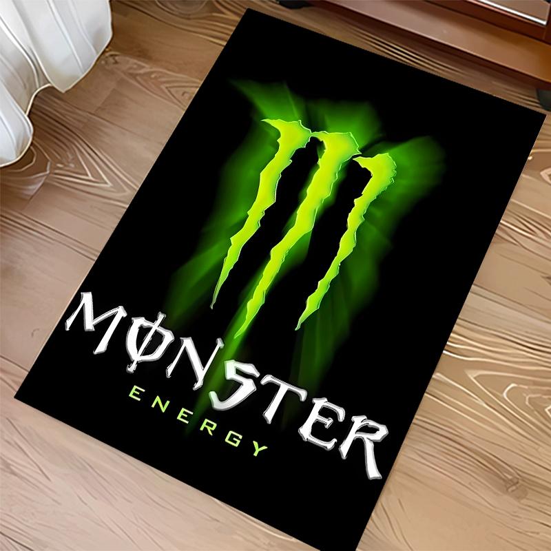 1pz Tappeto Area con Stampa Logo Monster Energy - Morbido, Lavabile, Antiscivolo, Tappetino da Interno per Sedie da Ufficio, Soggiorno, Home Office, Tappeto Decorativo