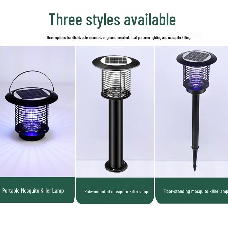 Solar Outdoor Stainless Steel Mosquito Killer Lamp with Ground Stake