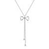 Fashion Jewelry 18K Gold Plated 925 Sterling Silver Bowknot Tassel Zircon Pendant Clavicle Chain Necklace Jewelry for Women