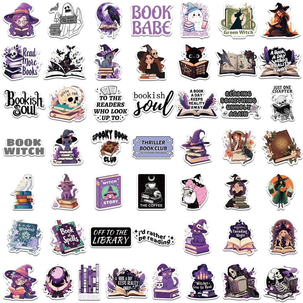 50PCS Purple Pack Bookish Stickers for Notebook Luggage Skateboard Decoration Graffiti Decals Cool Decals