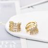 Fashion Layered C Shape Ear Clip Earrings Woman Cartilage Fake Piercings Ear Cuff Zircon Geometric Jewelry Gold Silver Color