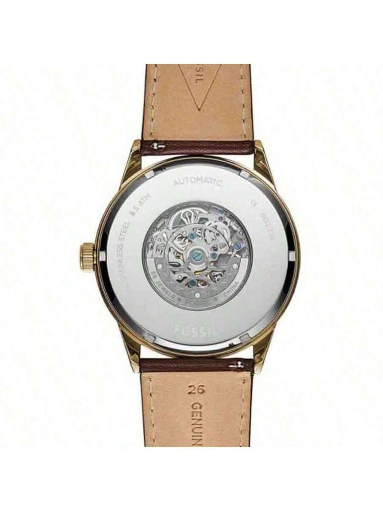 Fossil Montre à Quartz Homme Cuir 3 Aiguilles, Boîtier Acier Inoxydable/Verre Cristal Résistant aux Rayures BQ2218