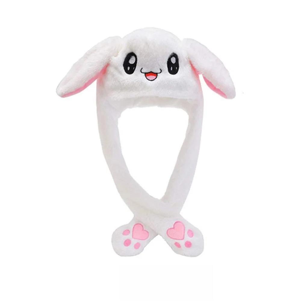 Cute Cartoon Bunny Ear Moving Hat Soft Plush Kawaii Rabbit Ears Winter Cap for Birthday Gifts