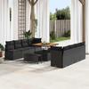11 Piece Garden Sofa Set with Cushions Black Poly Rattan