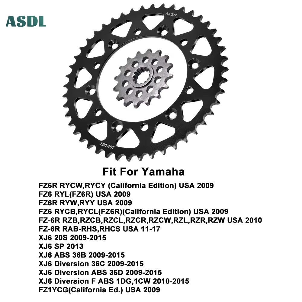 520 46T 16T Front & Rear Sprocket for Yamaha FZ6R FZ6 RY 2009 FZ-6R 2010-2017 XJ6 20S 2009-2015 XJ6 SP ABS Diversion 36C FZ1YCG