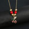 Hot Sale Crystal Red Cherry Pendant Necklace For Woman Gold Plated Fruit Collarbone Chain Fashion Daily Party Jewelry Gift