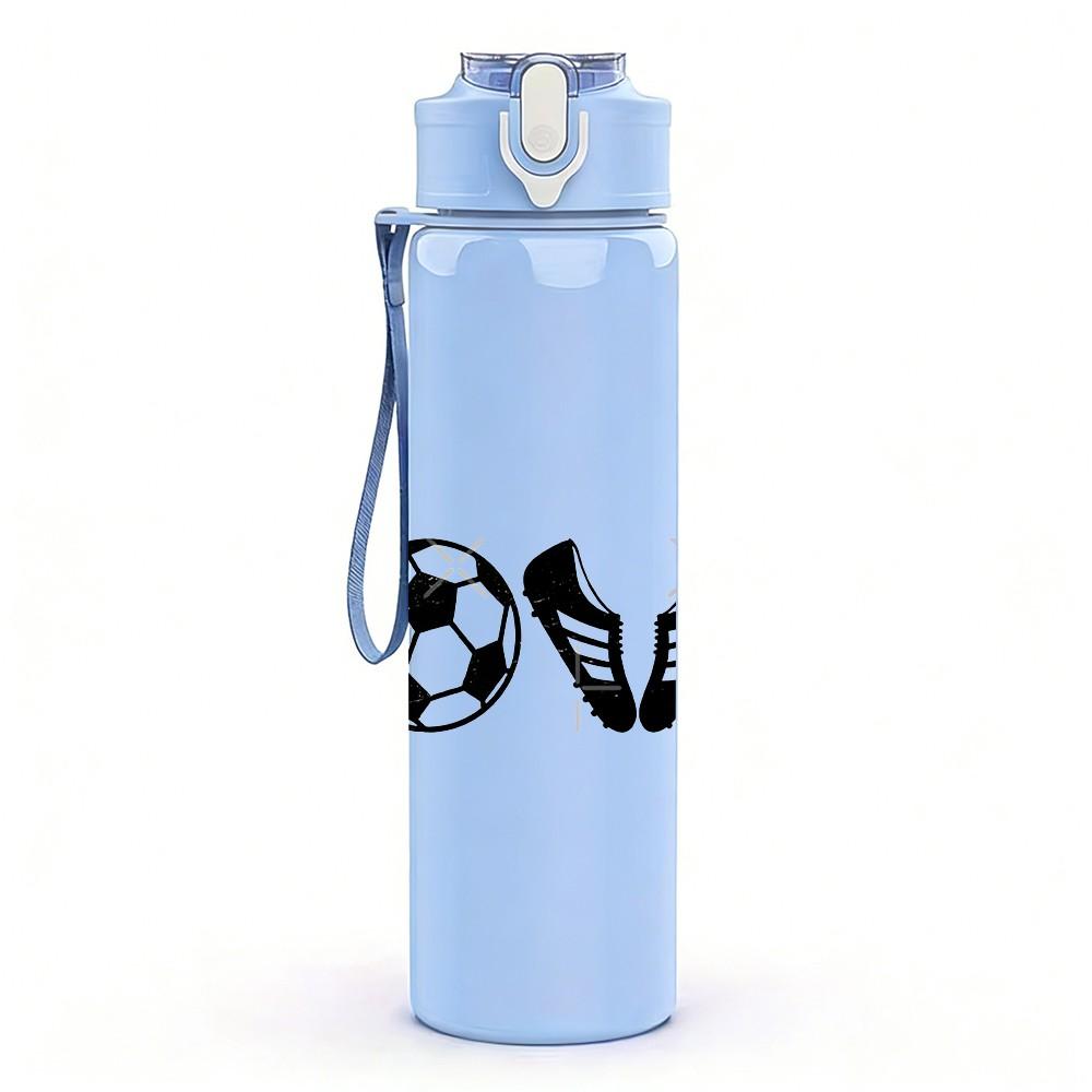 1PC Love Word Soccer Ball Minimalist Print 750ml Color Plastic Sports Water Bottle Leakproof Flip Straw Lid Suitable for Sports Office Home Use