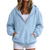 Women's Hooded Half-Zip Pullover with Pockets Casual Comfortable Long Sleeve Top for Everyday Wear