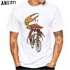 Vintage Shark Riding A Bicycle Vinyl T Shirt Summer Pattern Funny Tops Men S Short