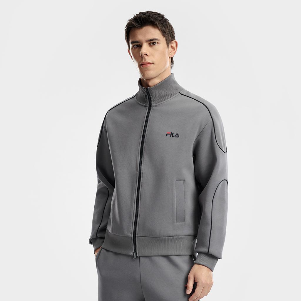 Fila Tennis Fashionable Personality Trend Classic Retro Sports Casual Versatile Comfortable Loose Knit Jacket Men Jacket Dark-Reef-Gray A11M613515FDY