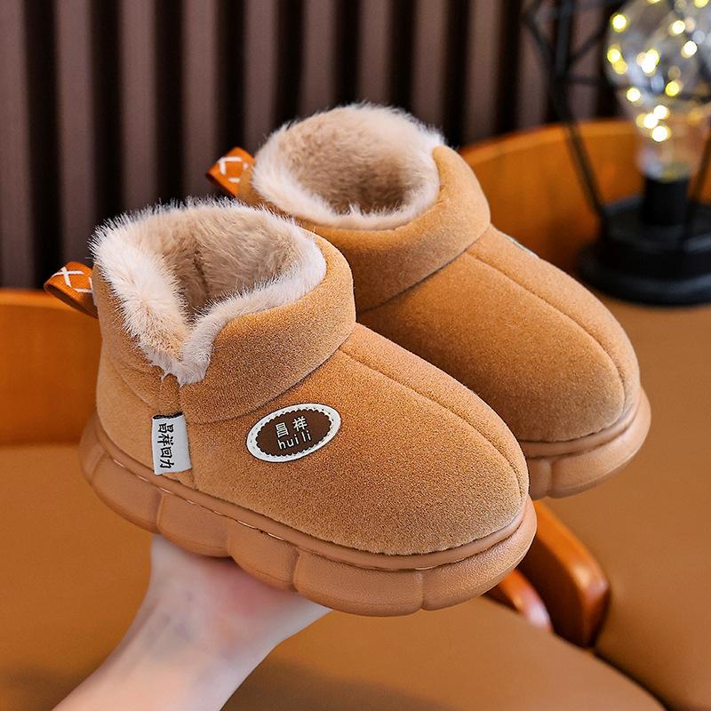 

New winter children s cotton shoes, warm winter shoes for toddlers and girls, with added fleece and thickened anti-slip snow boots 22-23Inner Length14.5cm коричневый