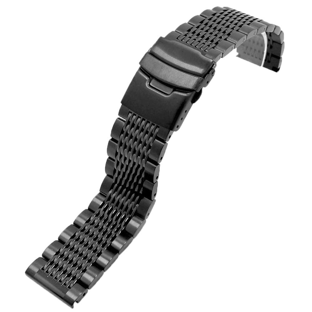 [Kai Tian] 18mm Watch Band Strap Black Watch Replacement Band Metal Stainless Steel Watch Band Replacement Strap Mesh Strap Watch Women's Men's