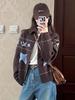 Autumn 2026 Women's Coffee-Lapel Fair Isle Knit Cardigan - Japanese Loose Fit