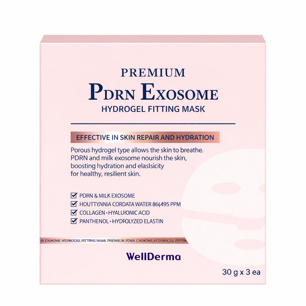 WELLDERMA Premium PDRN Exosome Hydrogel Fitting Mask Skin Repair & Hydration 30g (3 Sheets x4)