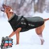 Roupas grandes à prova d'água para cães, casaco de inverno com arnês, gola peluda, quente, roupas para animais de estimação, jaqueta grande, labrador, buldogue