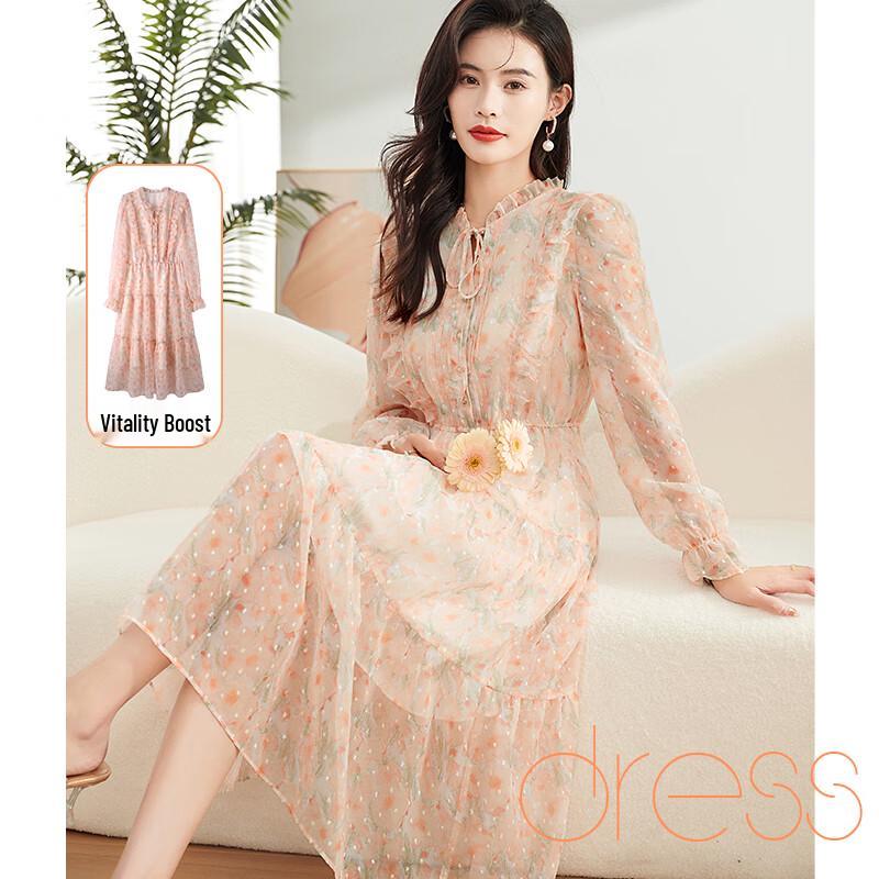 

Iveni French Chiffon Tie-Neck Midi Dress S