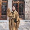 Womens Oversized Wool-Blend Coat Short Length Batwing Sleeve Classic Tailored Collar Chic Slimming Outerwear