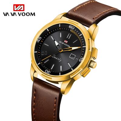 Men’s Quartz Watches Business Simple Calendar 30m Waterproof Luminous Quartz Watch Leather Strap Band Fashion Wristwatches