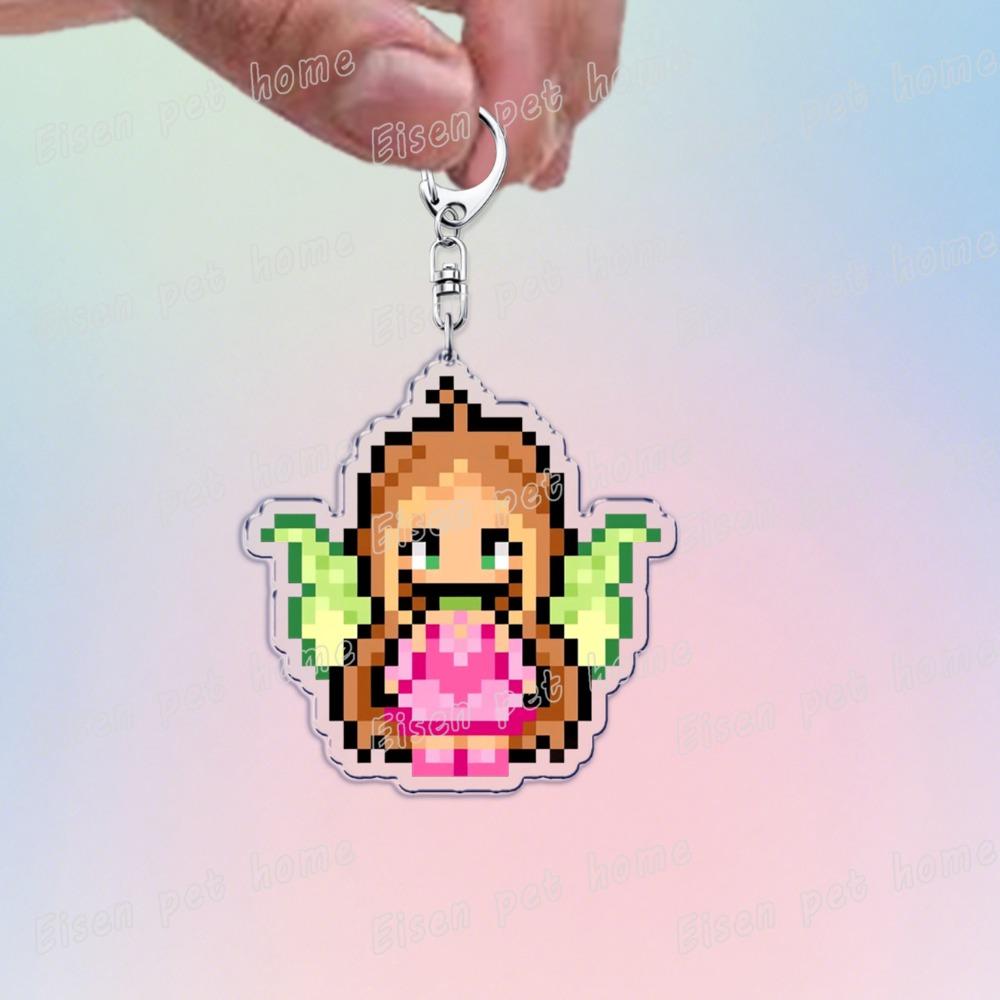 Cute Catoon Pixel Keychains for Women Bag Charm Fairy Stella Musa Tecna Magical Girl Fairies Keyrings Jewelry Friends Gifts