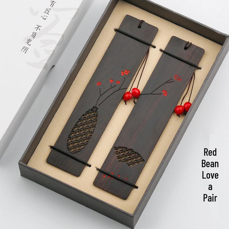 Rosewood Hollow Design Bookmark In Gift Box - Chinese Style Wooden Crafts Festival Gift