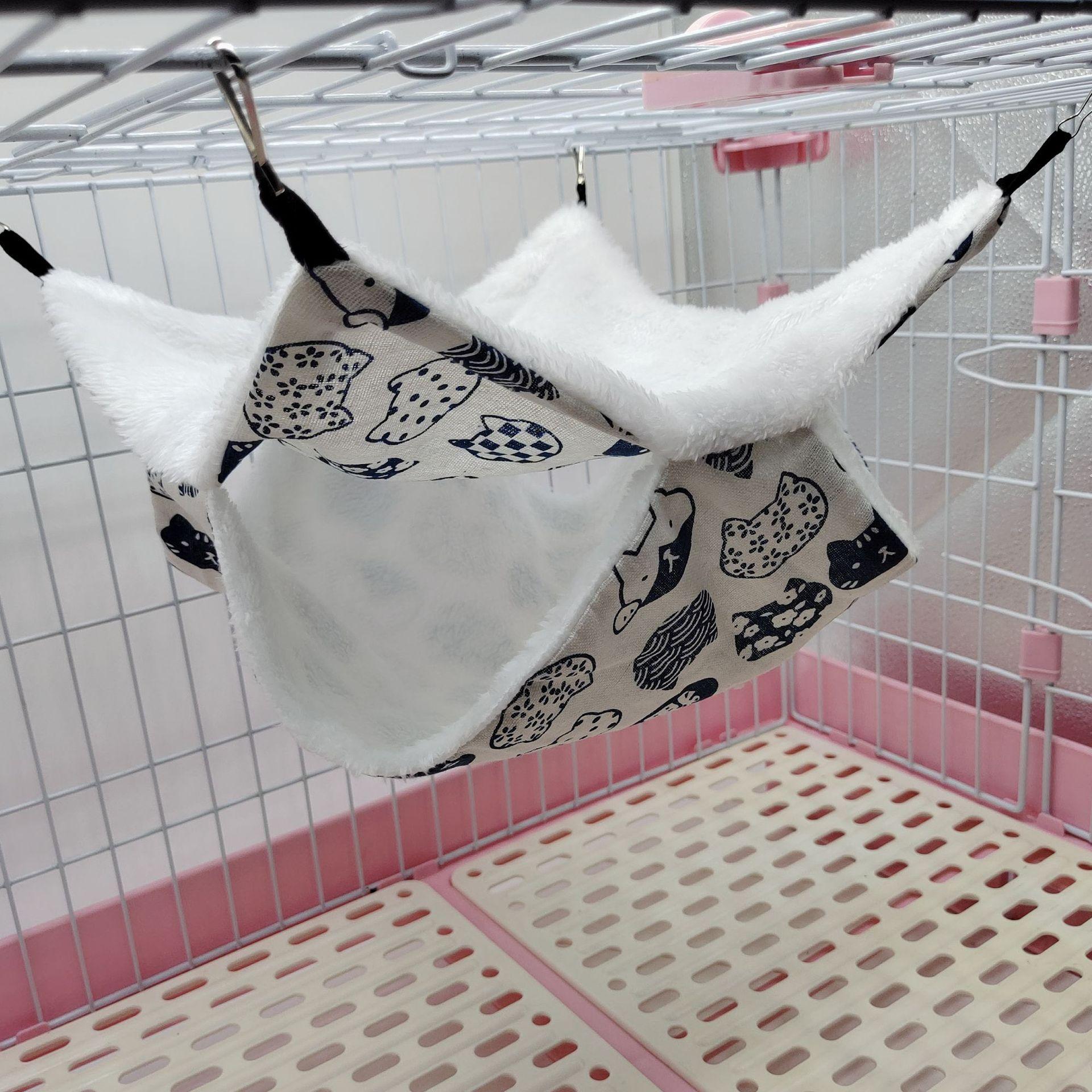 

Товары для домашних животных, двухслойный теплый спальный мешок для хорьков, крыс, клетка для хомяка, гамак для домашних животных, беличьи кровати 45x45cm-White cat