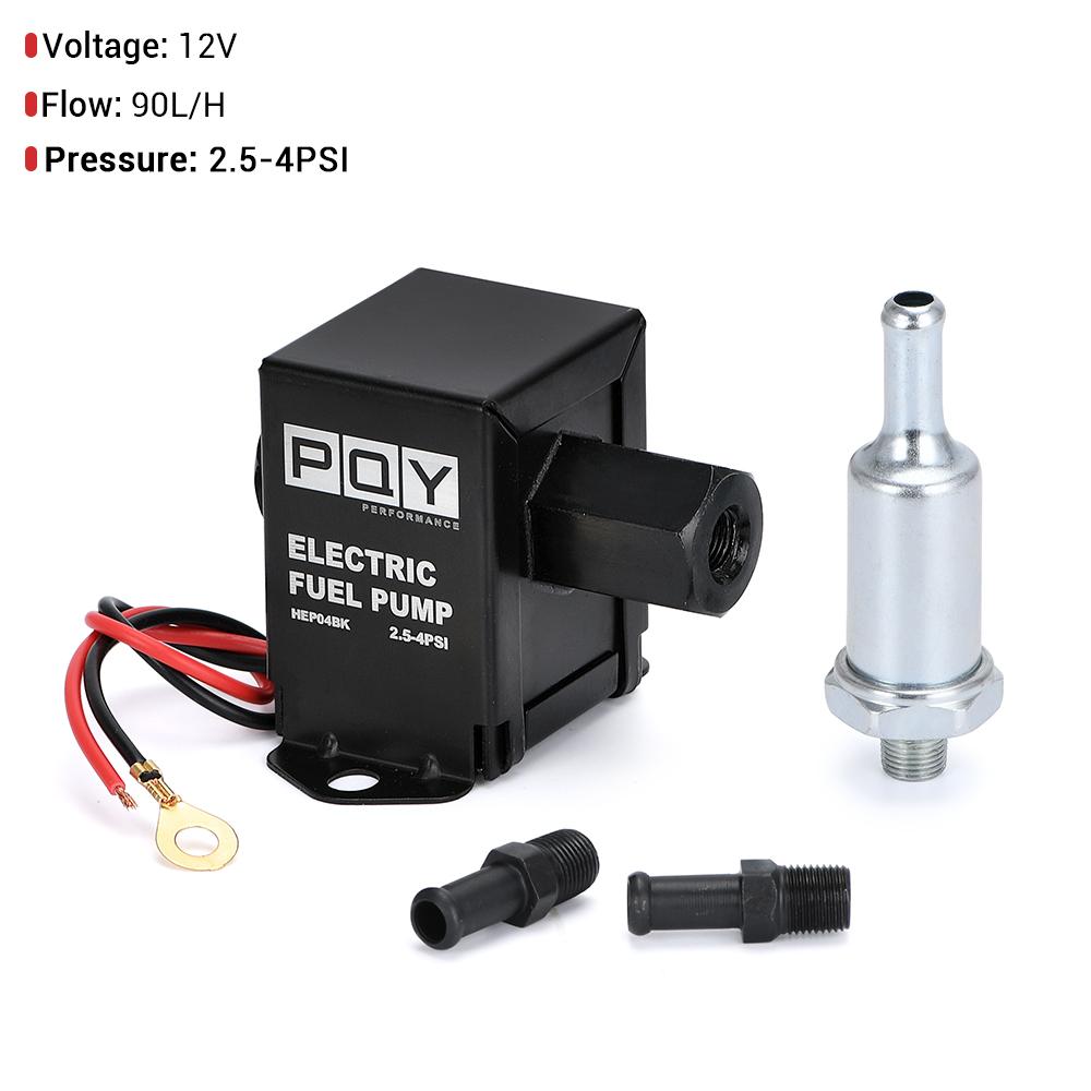 

Universal 12V Electronic Inline Fuel Pump 4-7PSI High Pressure 90LPH Gas Petrol Diesel Compatible 40104 40106 40107 P502 HEP04BK