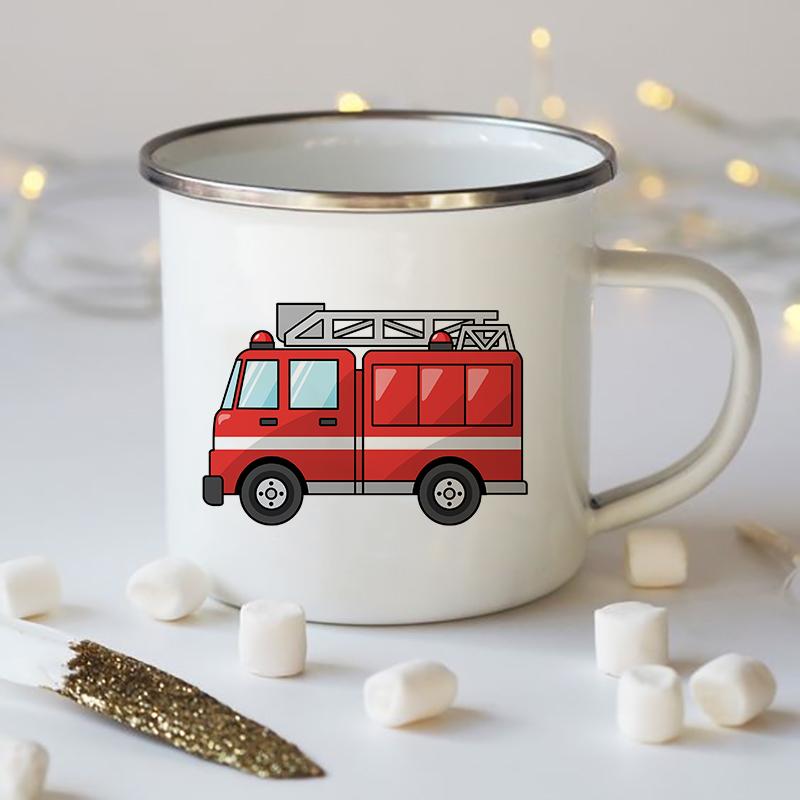 Personalized Mug Coffee Cartoon Excavator Print Creative Enamel Water Cup Original Mugs Friends Cofee Cups to Sublimate Cupshe