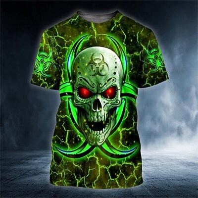 Men's T Shirt Tee Halloween Shirt Tee Graphic Skull Crew Neck Clothing Apparel 3D Print Outdoor Casual Short Sleeve Print Vintage Fashion
