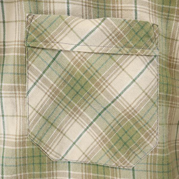 Check Pattern Long Sleeve Shirt One Piece Beige X Brown X Green Women Used