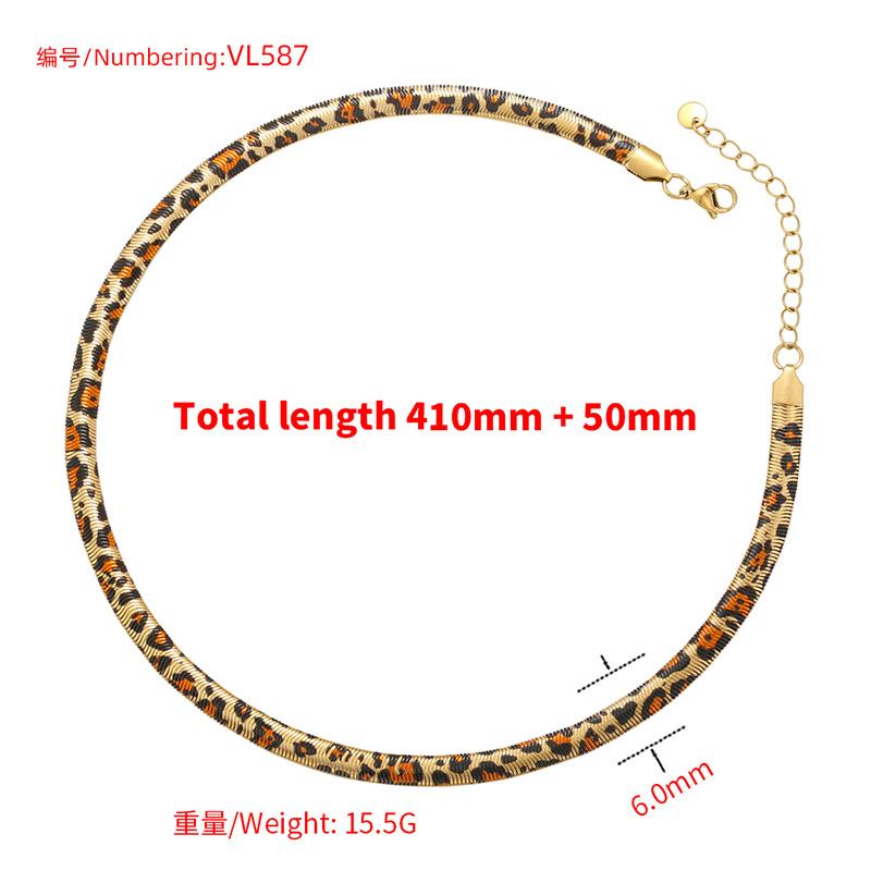6mm Stal Nierdzewna Panterka Wzór Wężowy Łańcuszek na Szyję Damski Osobowość Przesadny Wzór Wężowy Maillard Naszyjnik Vl587