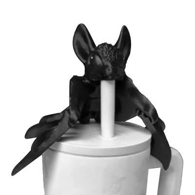 Bat Straw Topper Scary Cute Bat Straw Toppers Reusable Dust Plugs Halloween Bat Shaped Cup Toppers Fit Most Straws Party Gifts