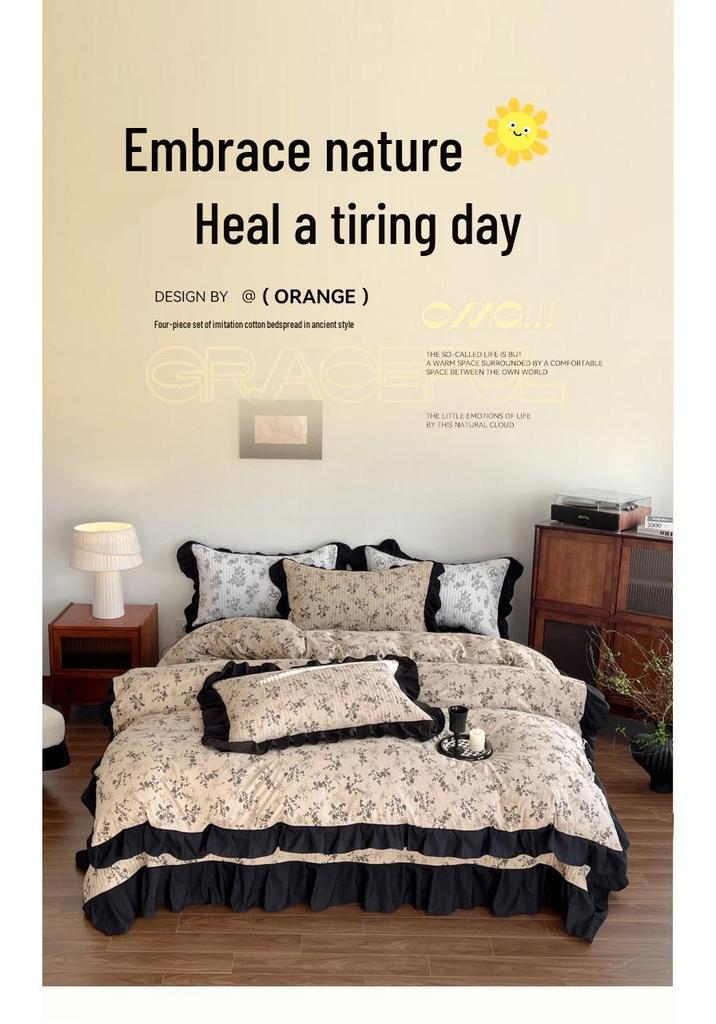 Korean Lace Floral Bedspread Set: Imitation Cotton, Single Dorm, 3-Piece