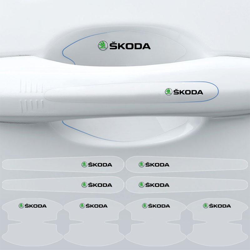 8Pc Transparent Car Door Handle Bowl Anti Scratch Protective Sticker for Skoda SCALA Superb Octavia 2 3 A4 A5 Fabia Kamiq Kapoq Kodiaq Rapid