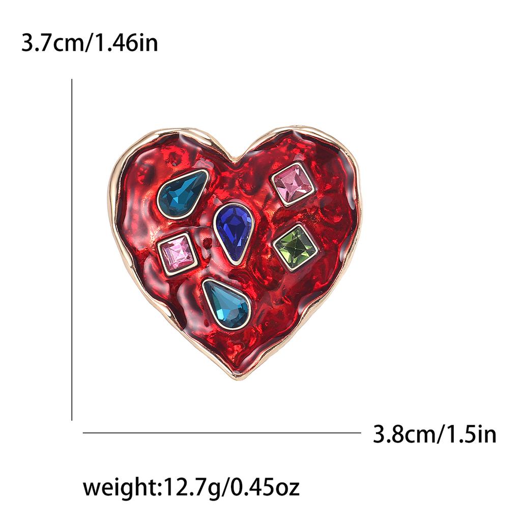 Rhinestone Love Brooches for Women Unisex Enamel Heart Pins Banquet Party Backpack Gifts Jewelry Accessories