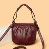 Women's Ruched Design Crossbody Bag Shoulder Bag Stylish Faux Leather Casual Bucket Bag