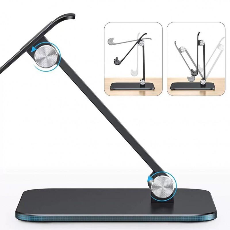 Adjustable Aluminum Tablet Desk Stand Phone IPad Laptop Streaming Study Foldable Metal Holder Black