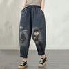 Mărime mare Broderie vintage Talie înaltă Casual Largi Femei Primăvară vară toamnă Blugi Denim Pantaloni Harem